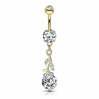Claw-Set Vine Navel Dangle 14g