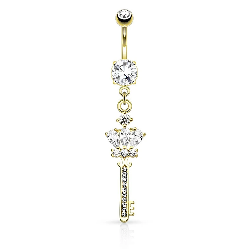 Crystal Key Navel Dangle 14g