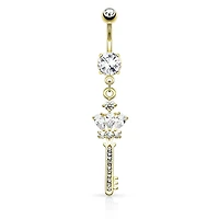 Crystal Key Navel Dangle 14g