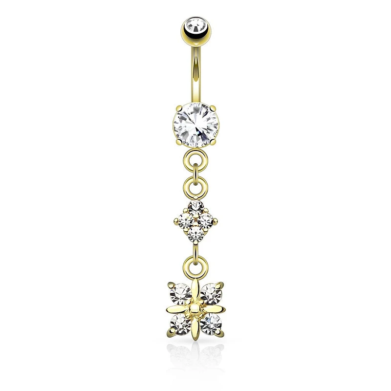 Crystal Quadrant Navel Dangle 14g