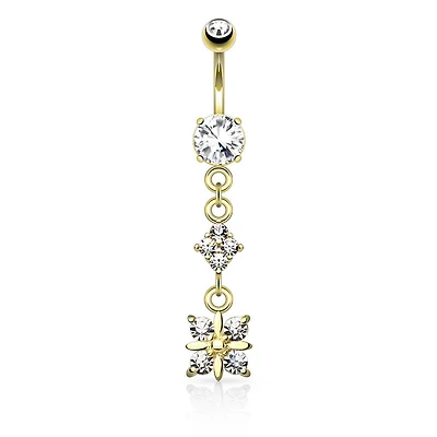 Crystal Quadrant Navel Dangle 14g