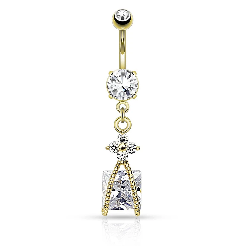 Wrapped Square Crystal Navel Dangle 14g