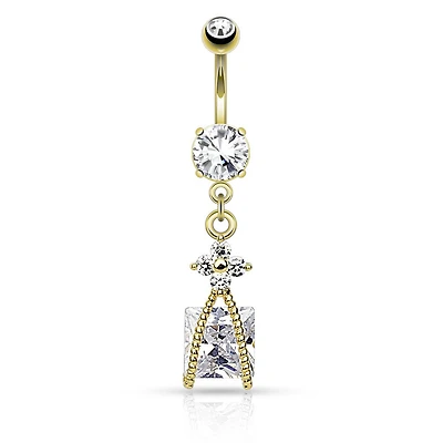 Wrapped Square Crystal Navel Dangle 14g