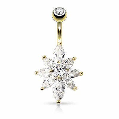 Marquise Cluster Navel Barbell 14g