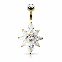 Marquise Cluster Navel Barbell 14g