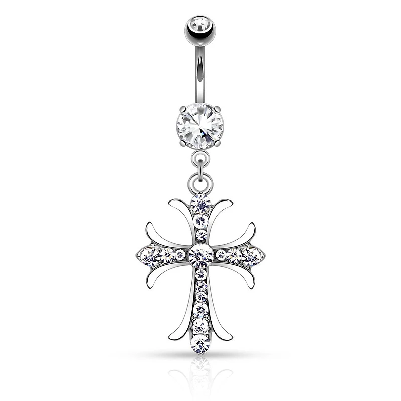 Claw-Set Sparkle Cross Navel Dangle 14g