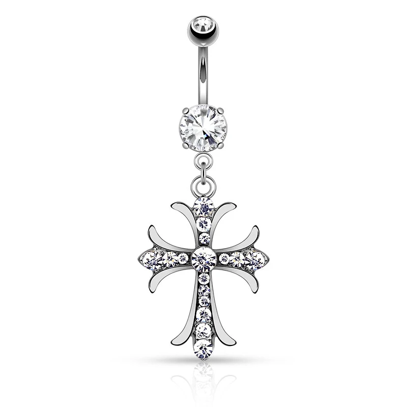Claw-Set Sparkle Cross Navel Dangle 14g