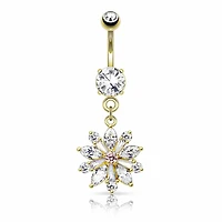 Pink Centre Flower Navel Dangle 14g