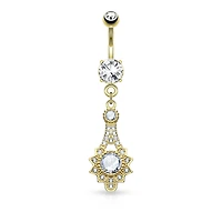Filigree Fan Navel Dangle 14g