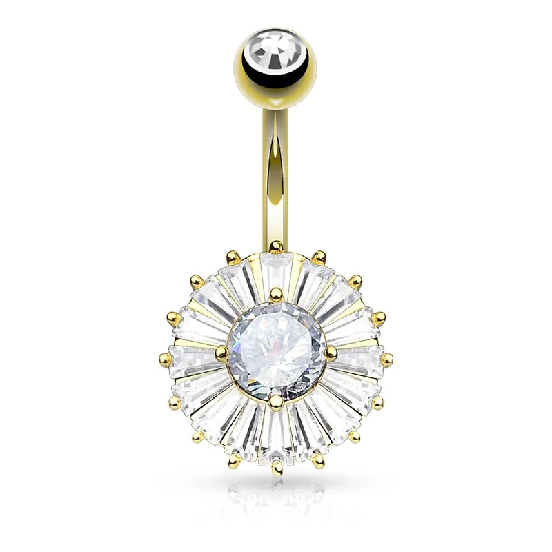 Round Flower Navel Barbell 14g