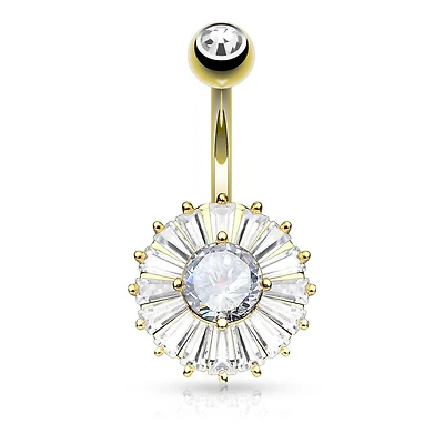 Round Flower Navel Barbell 14g