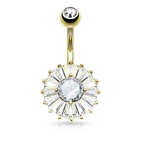 Round Flower Navel Barbell 14g