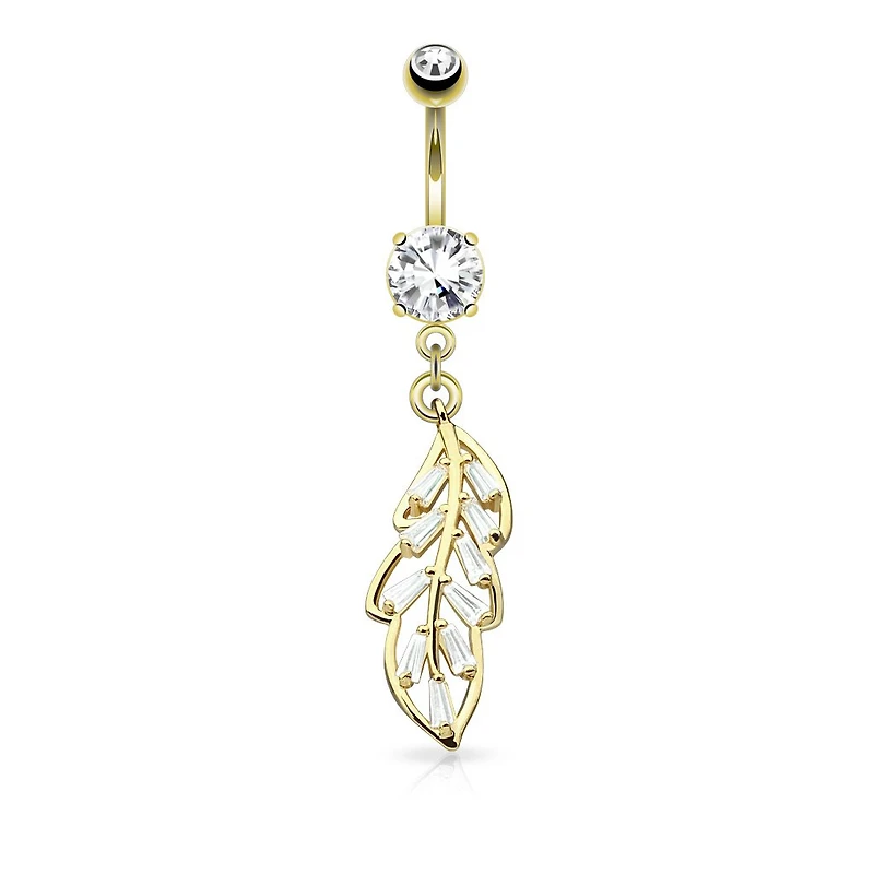 Crystal Feather Navel Dangle 14g