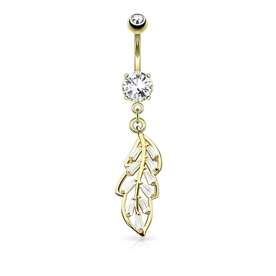 Crystal Feather Navel Dangle 14g