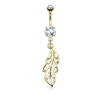 Crystal Feather Navel Dangle 14g