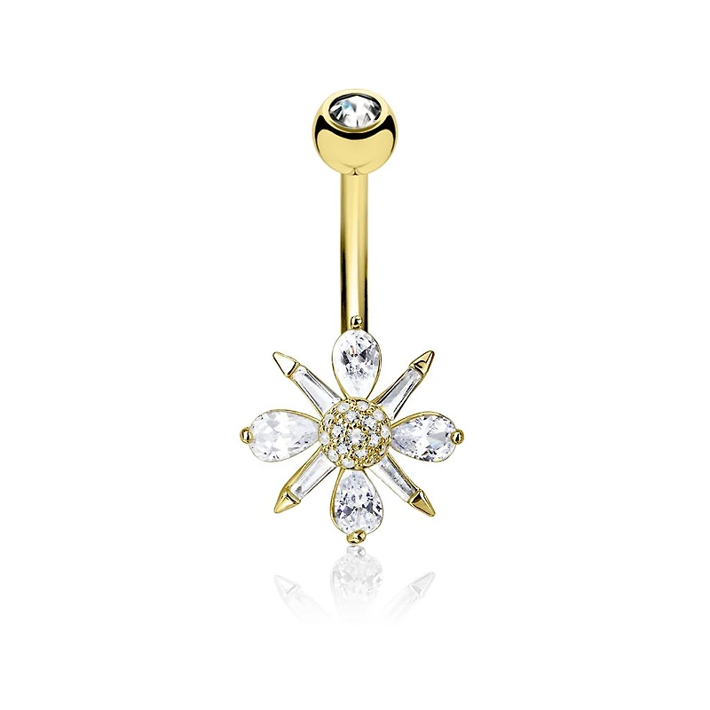 Pointed Flower Navel Barbell 14g