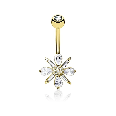 Pointed Flower Navel Barbell 14g