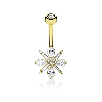 Pointed Flower Navel Barbell 14g