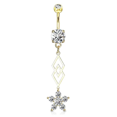 Geometric Chain + Lily Navel Dangle 14g