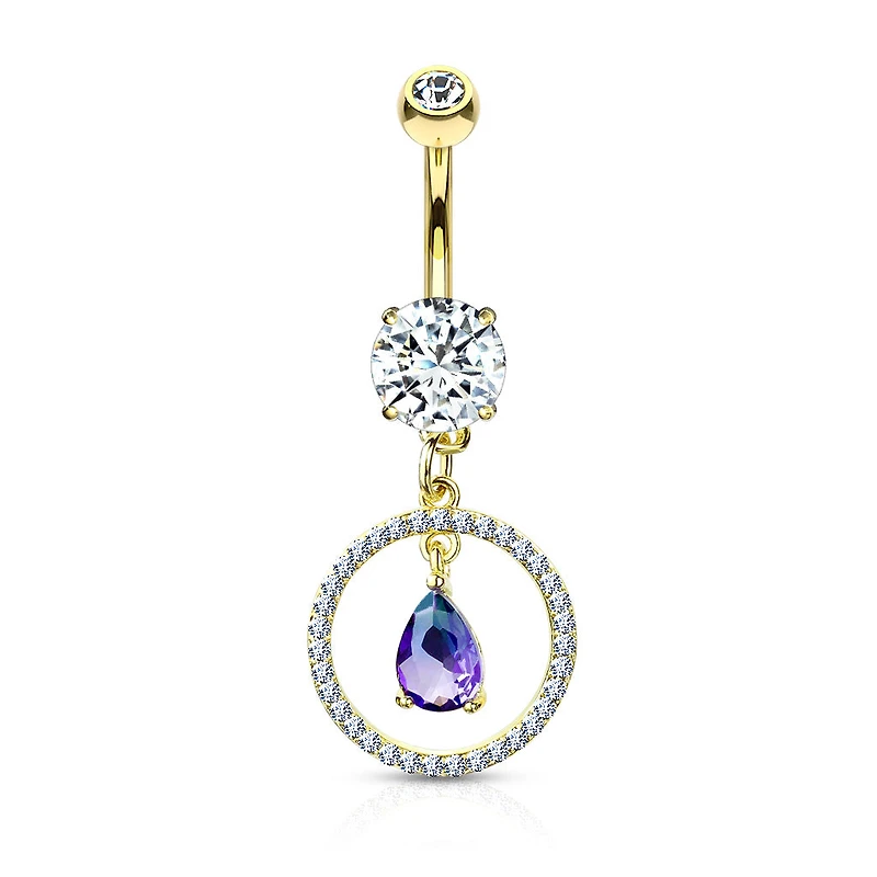 PREMIUM Tear Drop Ring Navel Dangle 14g