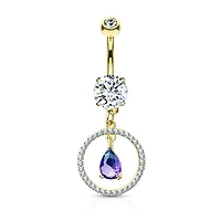PREMIUM Tear Drop Ring Navel Dangle 14g
