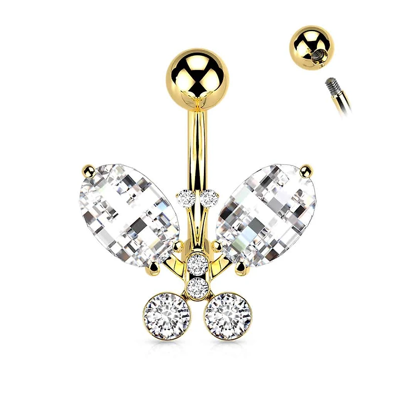 Jewelled Butterfly Navel Barbell 14g