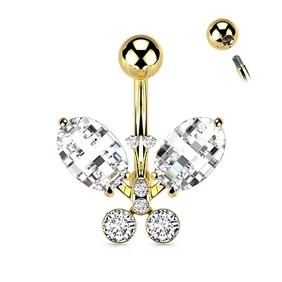 Jewelled Butterfly Navel Barbell 14g
