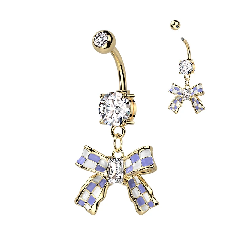 Premium Checkered Dangle Navel 14g