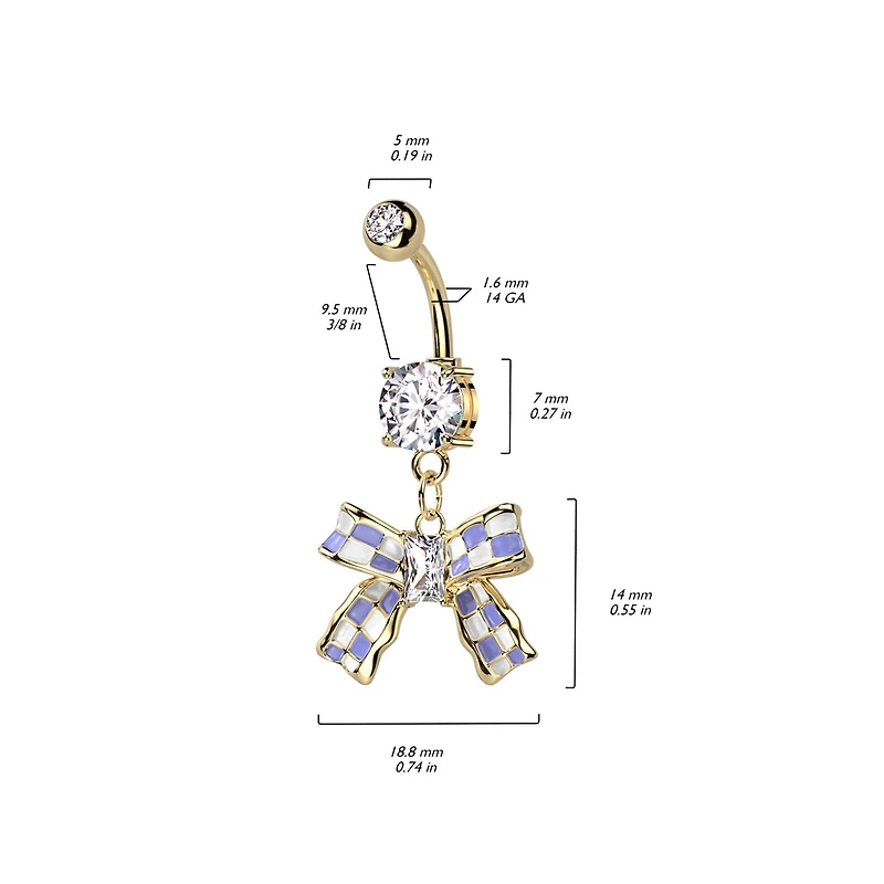 Premium Checkered Dangle Navel 14g