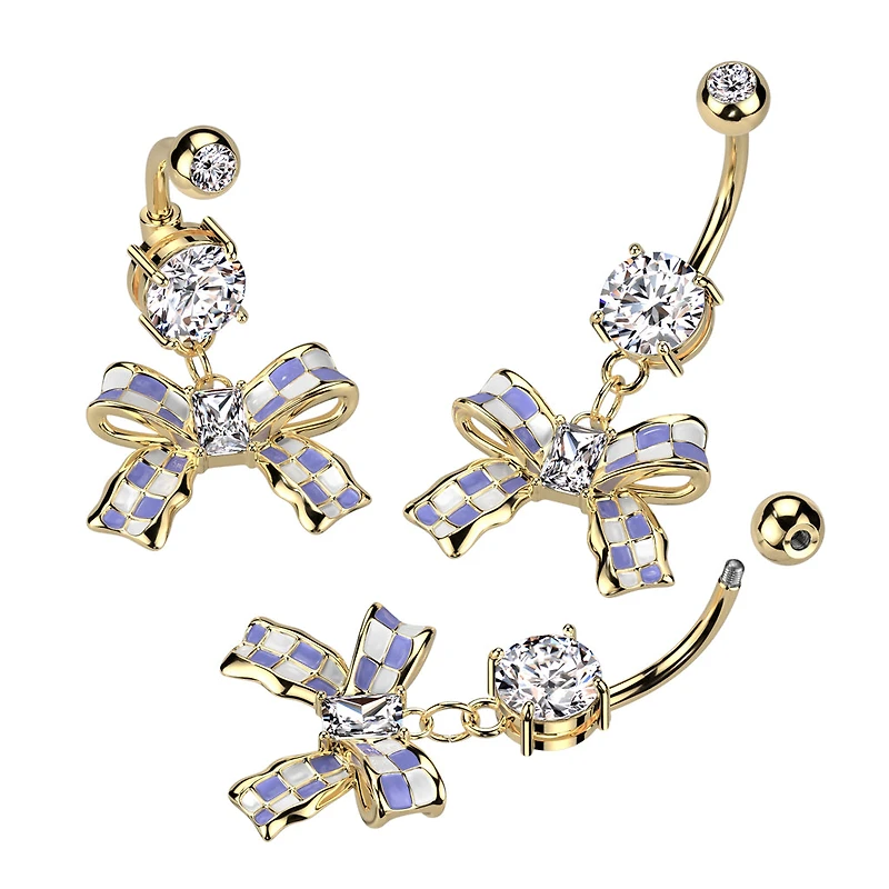 Premium Checkered Dangle Navel 14g