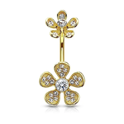 Groovy Flower Navel Barbell 14g