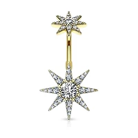 Double Starburst Navel Barbell 14g
