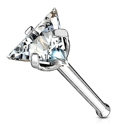 Premium Claw-Set Triangle Crystal Nose Bone 20g