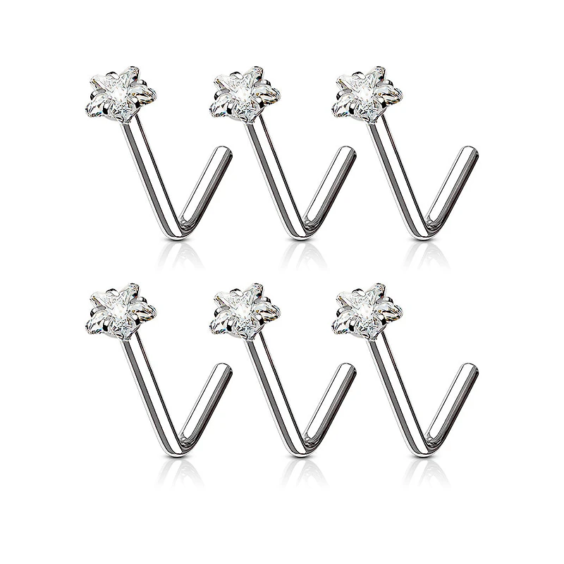 PREMIUM Star Claw-Set Crystal Nose Pin 18g