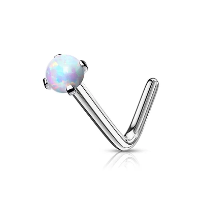 Premium Surgical Steel Claw-Set Opal Nose Pin 18g