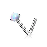 Premium Surgical Steel Claw-Set Opal Nose Pin 18g