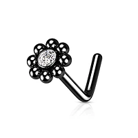 Premium Bezel-set Crystal + Fine Dotwork Nose Pin 20g