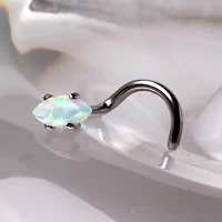 Premium Surgical Steel Claw-Set Opal Marquise Nose Screw 18g