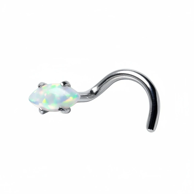 Premium Surgical Steel Claw-Set Opal Marquise Nose Screw 18g