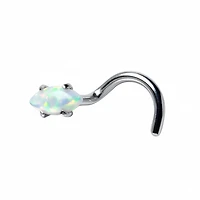 Premium Surgical Steel Claw-Set Opal Marquise Nose Screw 18g