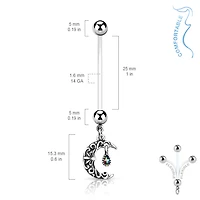 Filigree Moon Dangle Pregnancy Barbell 14g