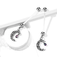 Filigree Moon Dangle Pregnancy Barbell 14g