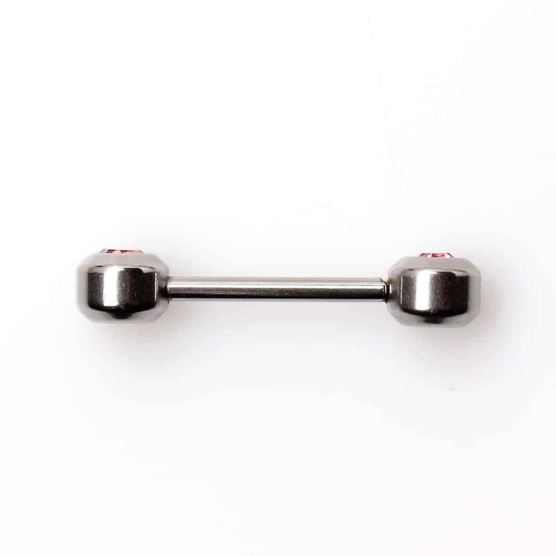 Bezel-Set Crystal Nipple Barbell 14g