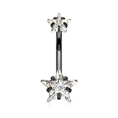 PREMIUM Crystal Star Navel Barbell 14g