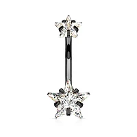 PREMIUM Crystal Star Navel Barbell 14g