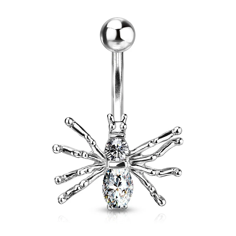 Claw-Set Spider Navel Barbell 14g