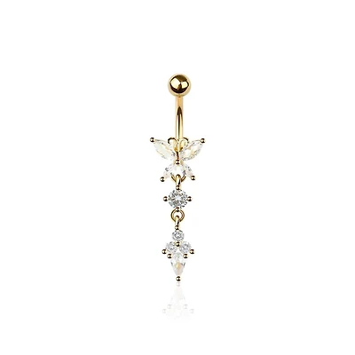 Crystal Dewdrop Butterfly Navel Dangle 14g