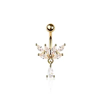 Marquise Crystal Falling Petals Navel Dangle 14g