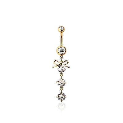 Crystal Marquise Ribbon fall Navel Dangle 14g
