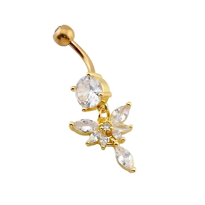 Marquise Lotus Navel Dangle Barbell 14g